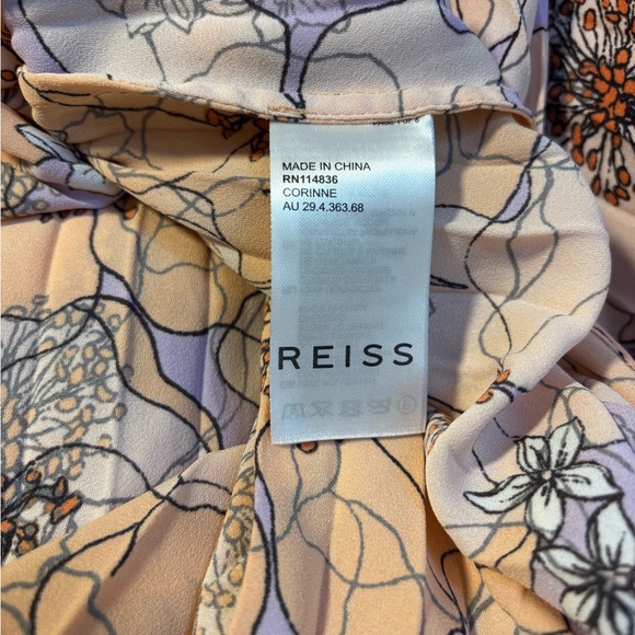 Reiss Corrine Floral Printed Midi Dress Size 4 - Picture 5 of 6